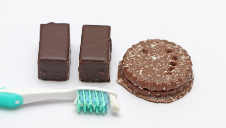 chocolates with toothbrush