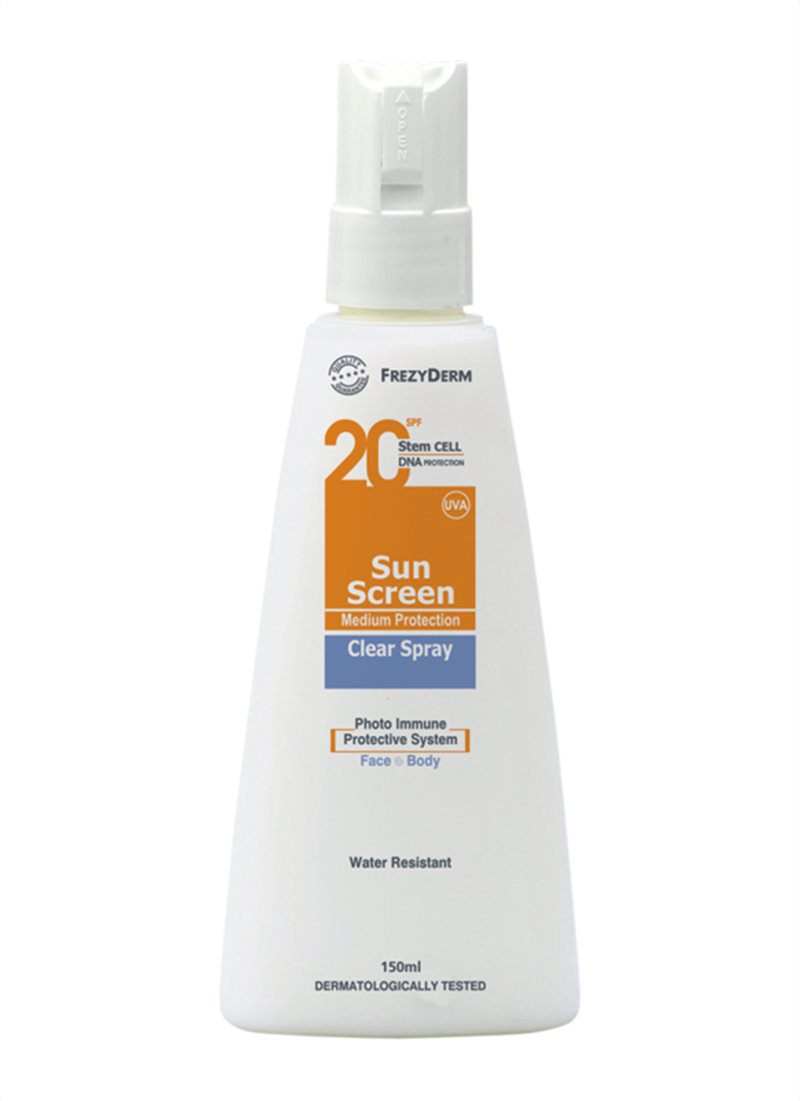 frezyderm sun screen clear spray product