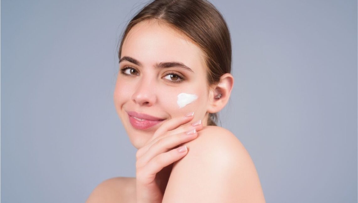 pretty woman with cream