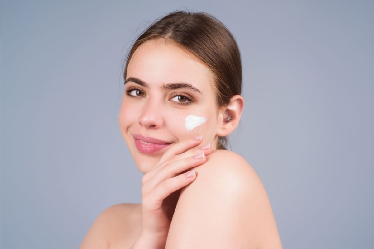 pretty woman with cream